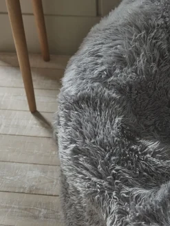 Oversized Curly Sheepskin Beanbag -Grey