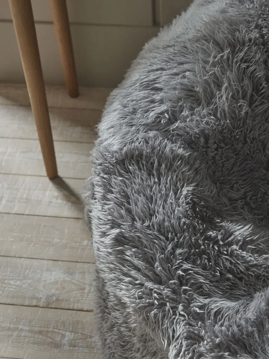 Oversized Curly Sheepskin Beanbag -Grey