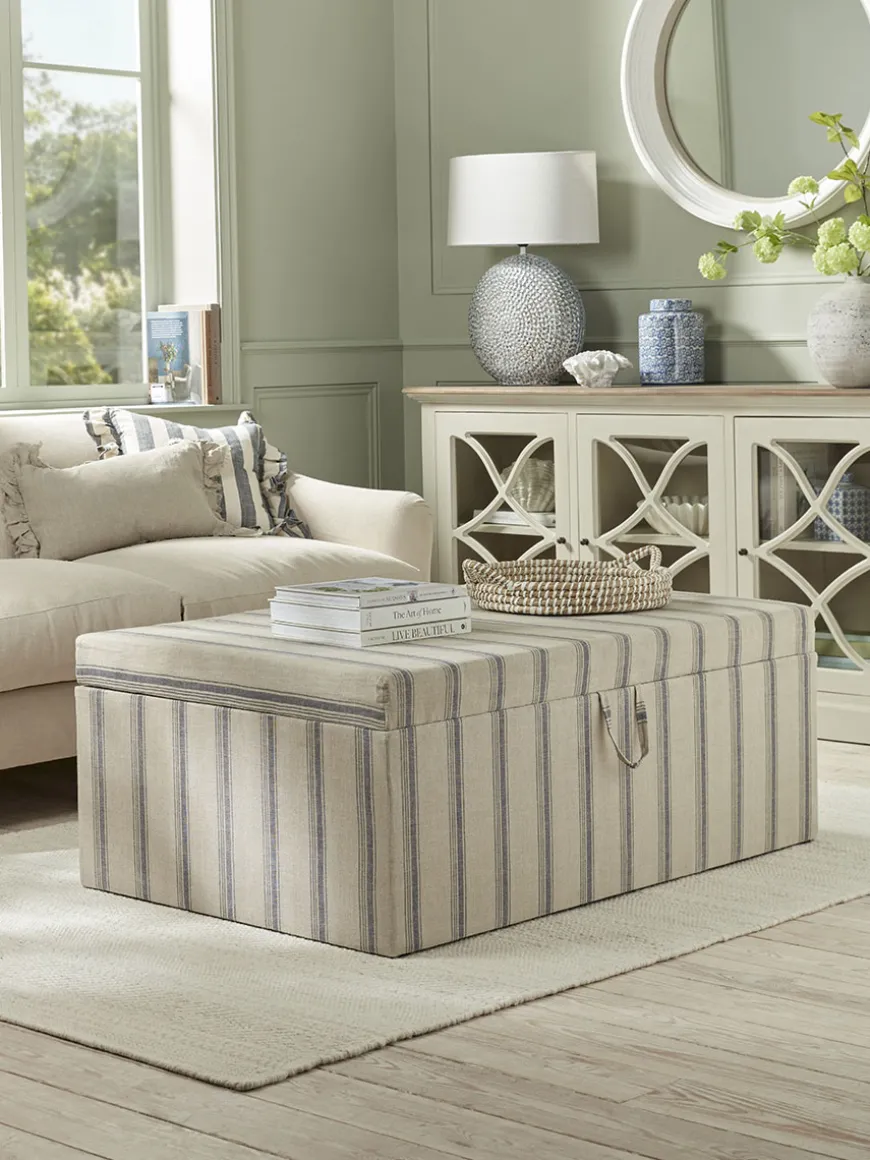 Oversized French Stripe Storage Ottoman