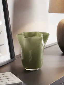Petal Olive Glass Vase