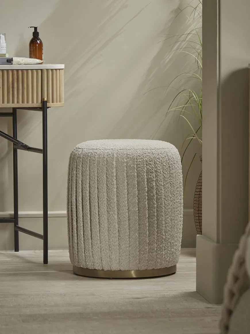 Pleated Boucle Footstool