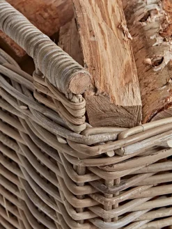 Rattan Log Basket Trolley