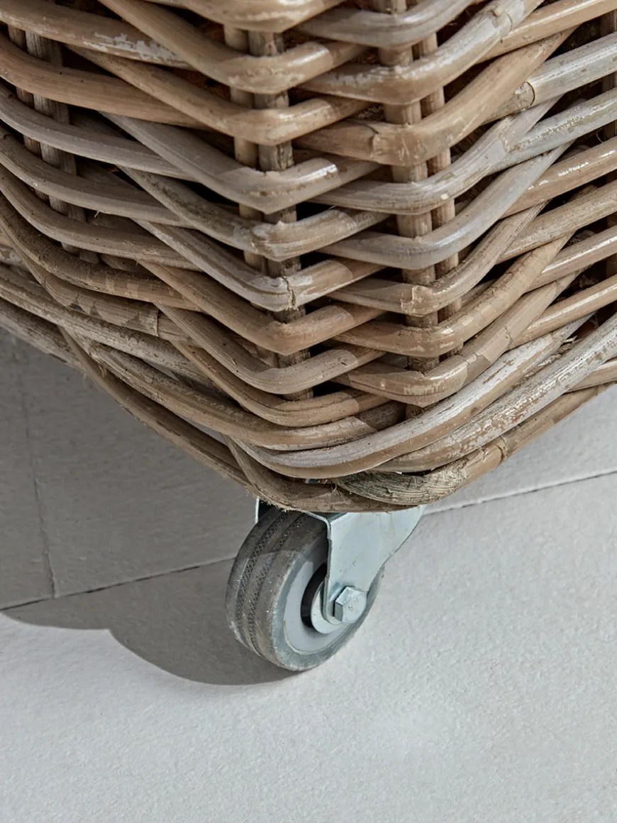 Rattan Log Basket Trolley