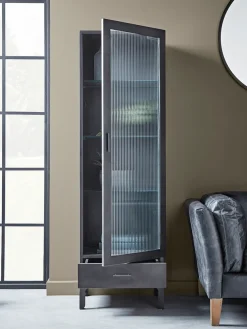 Reeded Glass Display Cabinet - Slim