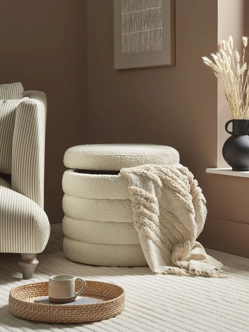 Ribbed Boucle Ottoman