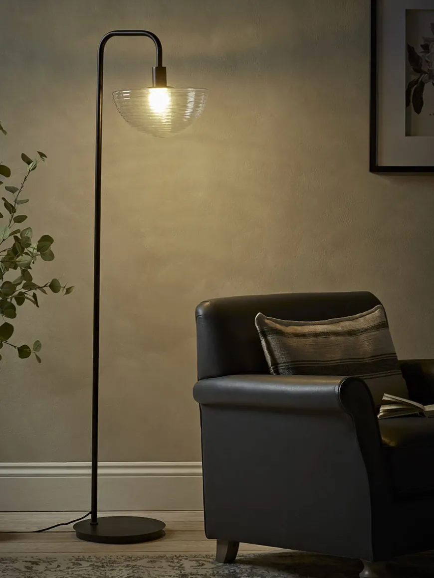 Ribbed Crescent Floor Lamp
