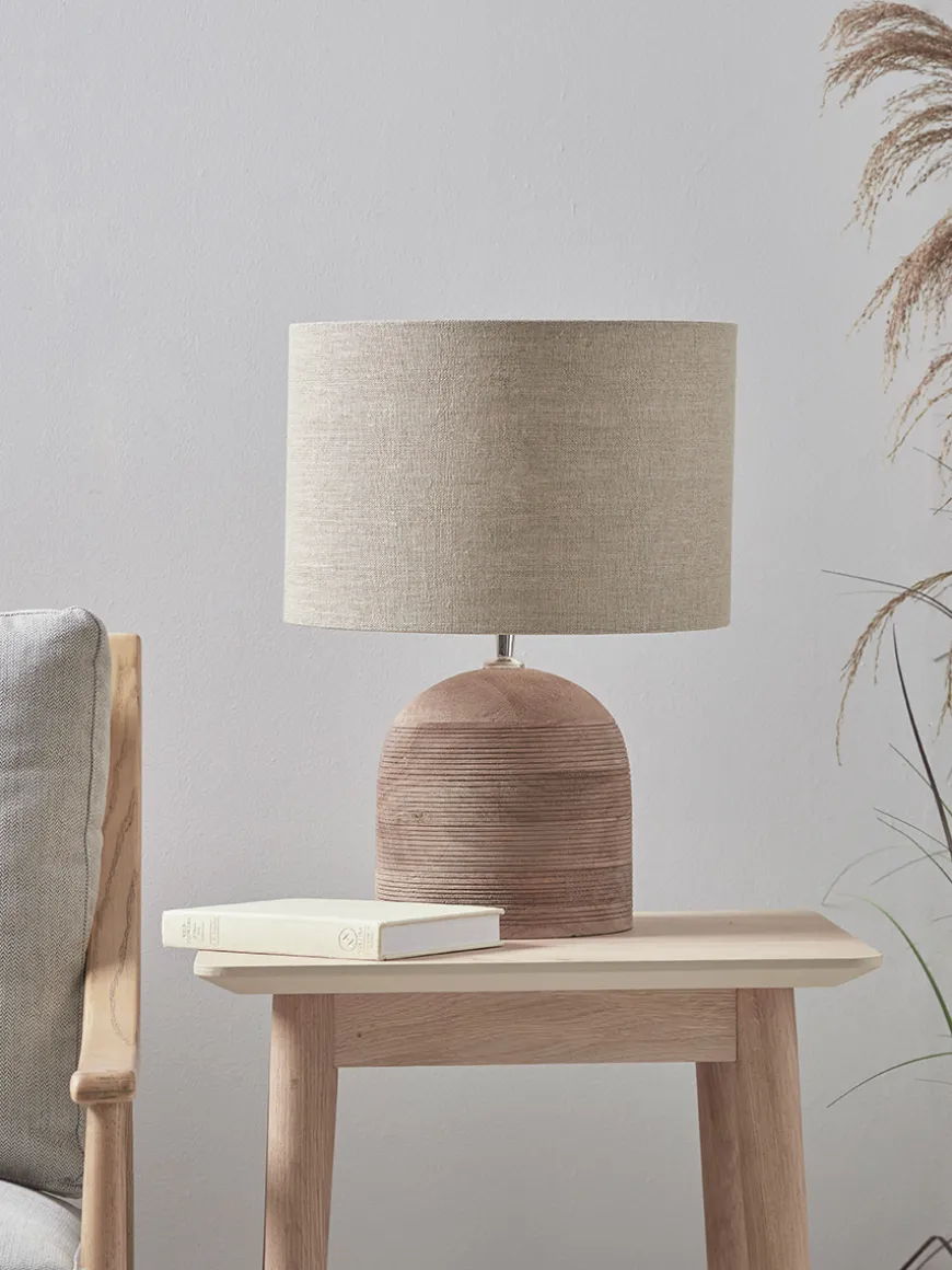 Ribbed Mango Wood Table Lamp - Natural