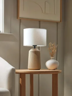 Ribbed Table Lamp - Taupe