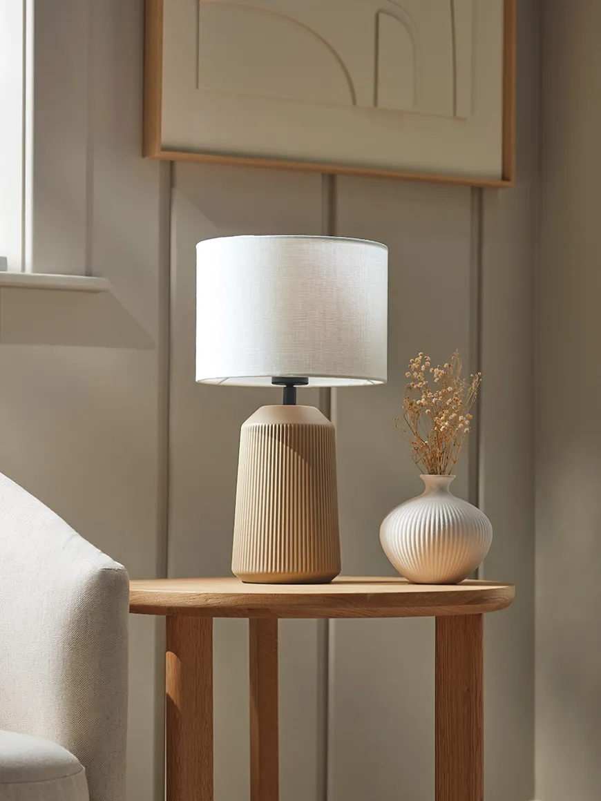 Ribbed Table Lamp - Taupe