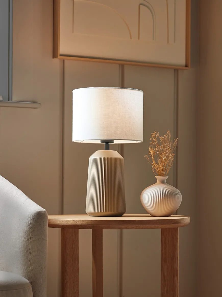 Ribbed Table Lamp - Taupe