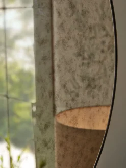 Round Antique Glass Mirror