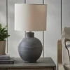 Round Black Ceramic Table Lamp