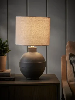 Round Black Ceramic Table Lamp