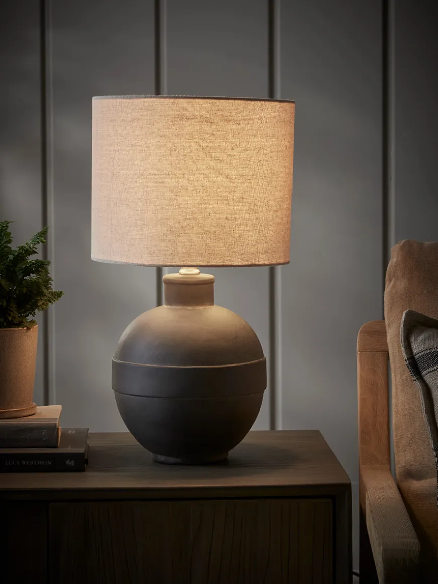 Round Black Ceramic Table Lamp
