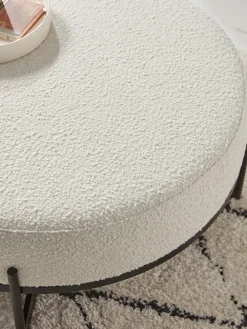 Round Boucle Footstool - Large
