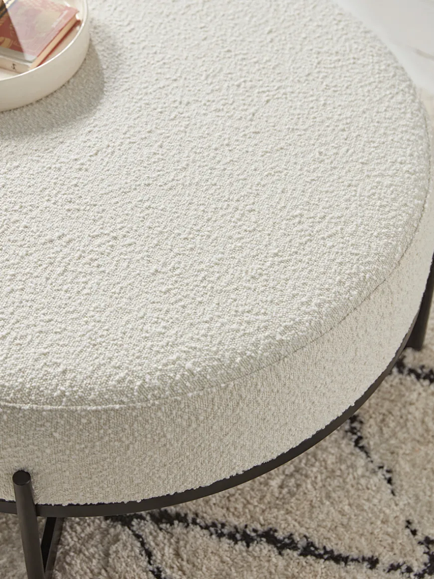 Round Boucle Footstool - Large