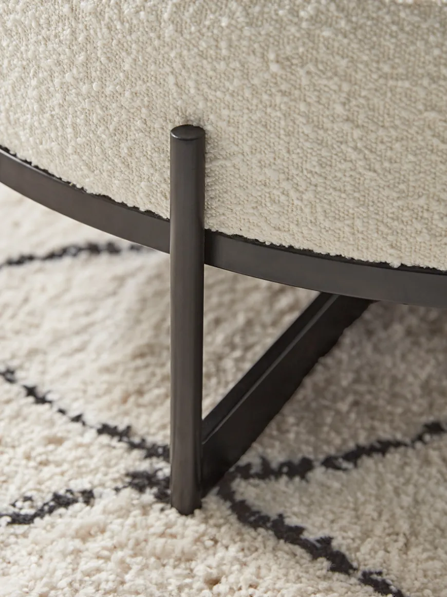 Round Boucle Footstool - Large
