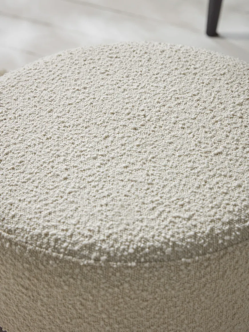 Round Boucle Footstool - Small