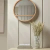 Round Oak Shelf Mirror