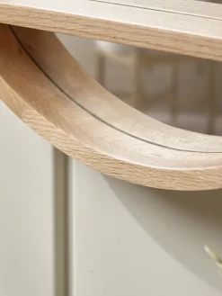 Round Oak Shelf Mirror