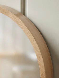 Round Oak Shelf Mirror