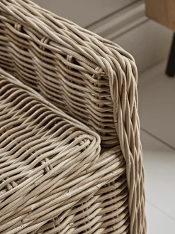 Round Rattan Storage Bench - Small