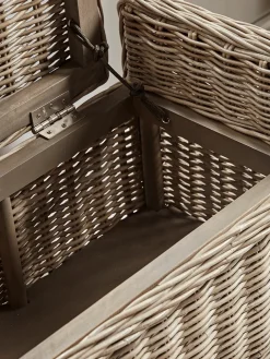 Round Rattan Storage Bench - Small