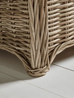 Round Rattan Storage Bench - Large
