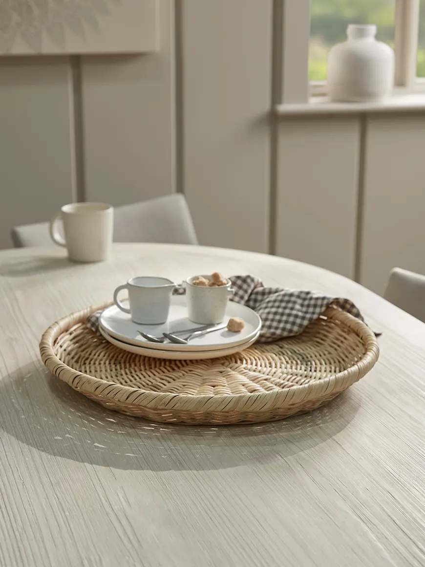 Round Rattan Tray