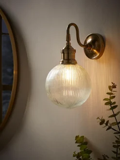 Round Ribbed Glass Wall Light