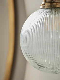 Round Ribbed Glass Wall Light