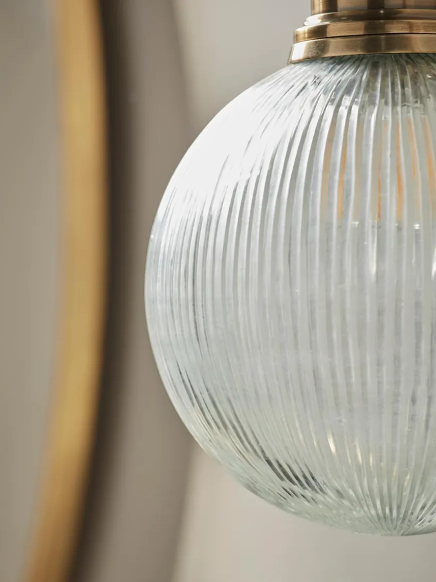 Round Ribbed Glass Wall Light