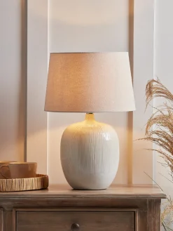 Round Ribbed Table lamp - Neutral