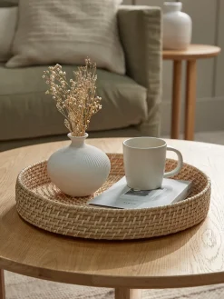 Round Woven Rattan Tray