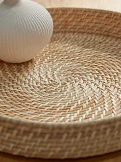 Round Woven Rattan Tray