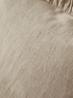 Ruffle Cotton Linen Square Cushion - Natural