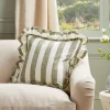 Ruffle Square Cushion - Green Stripe