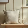 Scalloped Square Cushion - Fern Green