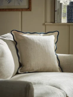Scalloped Square Cushion - Steel Blue