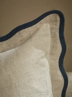 Scalloped Square Cushion - Steel Blue