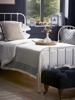 Scalloped Square Cushion - Steel Blue