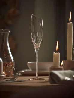 Six Amber Asymmetric Champagne Flutes