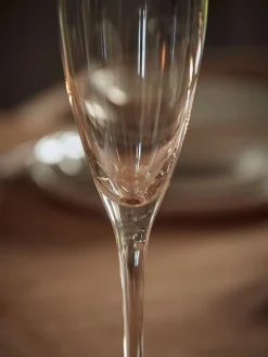 Six Amber Asymmetric Champagne Flutes