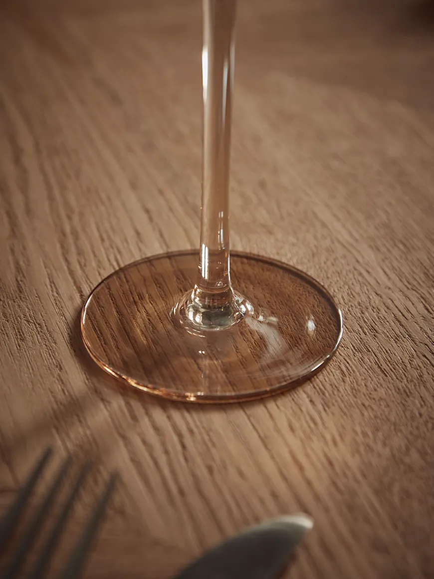 Six Amber Asymmetric Champagne Flutes