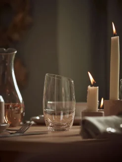 Six Amber Asymmetric Highball Glasses