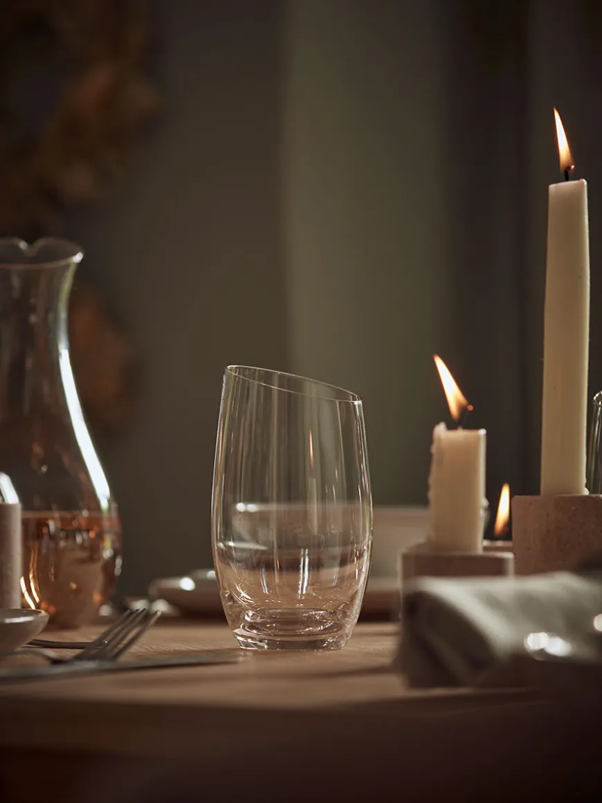 Six Amber Asymmetric Highball Glasses