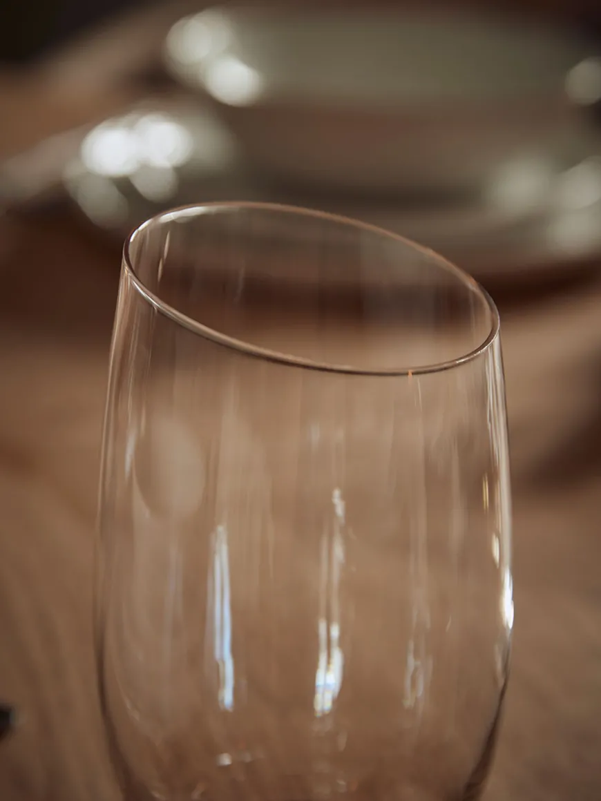 Six Amber Asymmetric Highball Glasses
