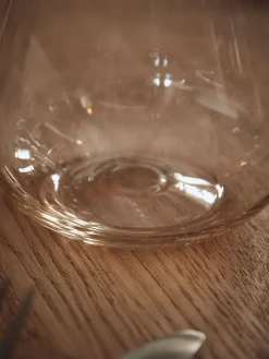 Six Amber Asymmetric Stemless Wine Glasses