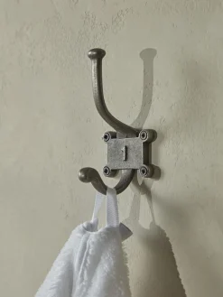 Six Numbered Coat Hooks - Antique Iron