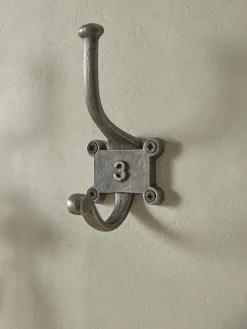Six Numbered Coat Hooks - Antique Iron